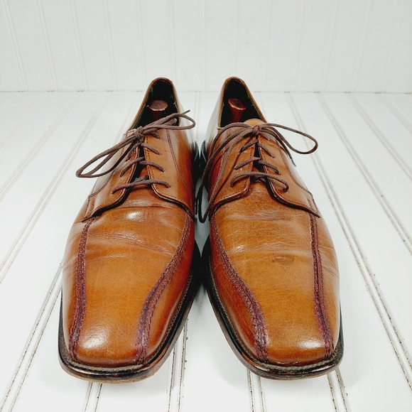 Bostonian Brown Leather Lace Up Square Toe Oxfords F601 - Picture 2 of 14